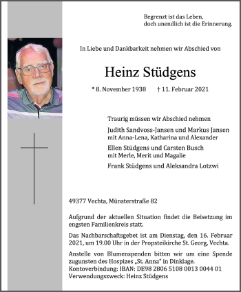 Anzeige von Heinz Stüdgens von OM-Medien
