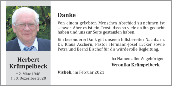 Anzeige von Herbert Krümpelbeck von OM-Medien