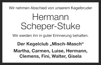 Anzeige von Hermann Scheper-Stuke von OM-Medien