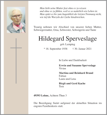 Anzeige von Hildegard SperveslageHildegard Sperveslage von OM-Medien