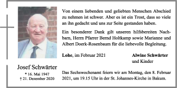 Anzeige von Josef Schwärter von OM-Medien