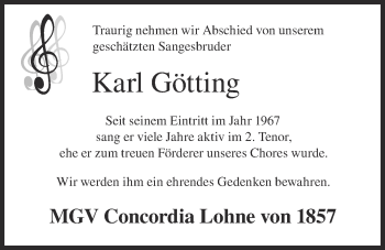 Anzeige von Karl Götting von OM-Medien