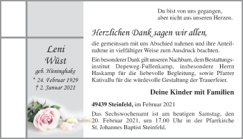 Anzeige von Leni Wüst von OM-Medien