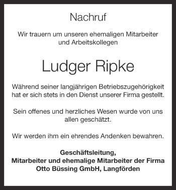 Anzeige von Ludger Ripke von OM-Medien