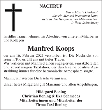 Anzeige von Manfred Koops von OM-Medien