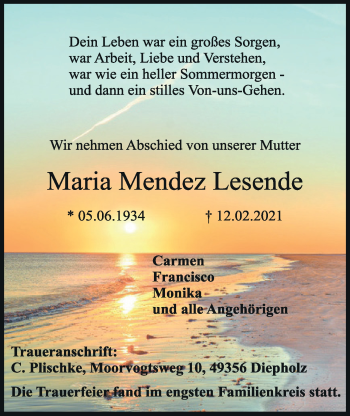 Anzeige von Maria Mendez Lesende von OM-Medien