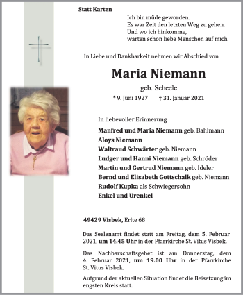 Anzeige von Maria Niemann von OM-Medien