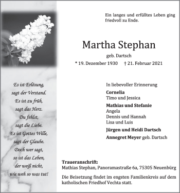 Anzeige von Martha Stephan von OM-Medien