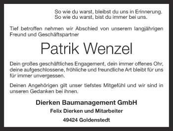 Anzeige von Patrik Wenzel von OM-Medien