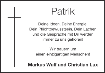 Anzeige von Patrik Wenzel von OM-Medien