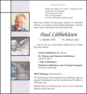 Anzeige von Paul Lübbehüsen von OM-Medien