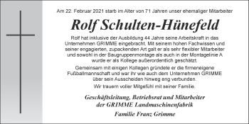 Anzeige von Rolf Schulten-Hünefeld von OM-Medien