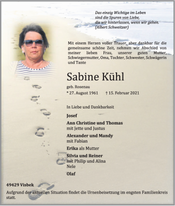 Anzeige von Sabine Kühl von OM-Medien