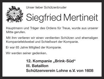 Anzeige von Siegfried Mertineit von OM-Medien