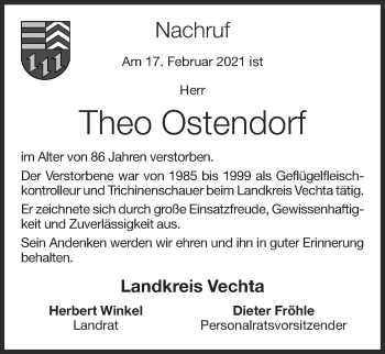Anzeige von Theo Ostendorf von OM-Medien
