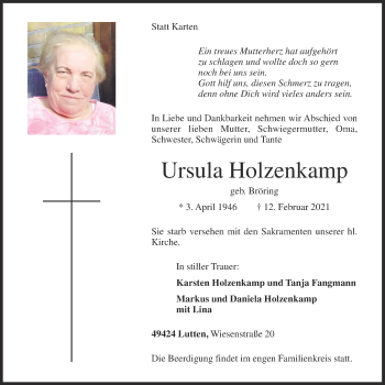 Anzeige von Ursula Holzenkamp von OM-Medien