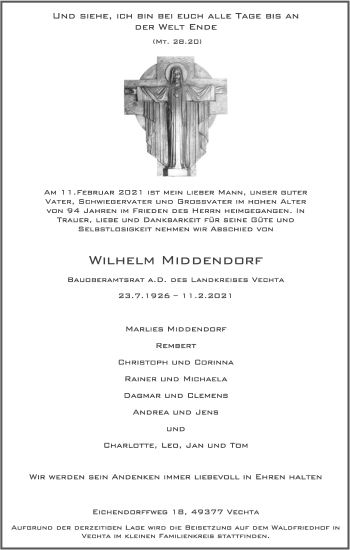 Anzeige von Wilhelm Middendorf von OM-Medien