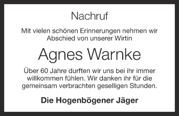 Anzeige von Agnes Warnke von OM-Medien