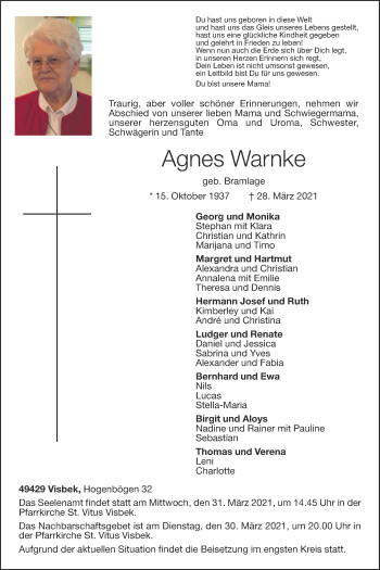 Anzeige von Agnes Warnke von OM-Medien