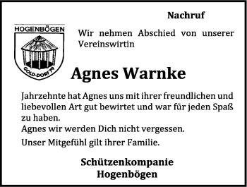 Anzeige von Agnes Warnke von OM-Medien