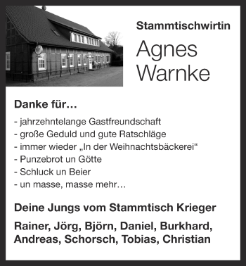 Anzeige von Agnes Warnke von OM-Medien