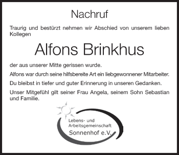 Anzeige von Alfons Brinkhus von OM-Medien