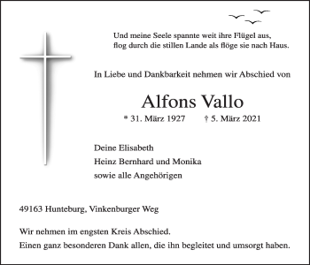 Anzeige von Alfons Vallo von OM-Medien