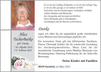 Anzeige von Alice Tscherbatko von OM-Medien
