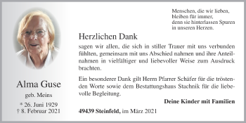 Anzeige von Alma Guse von OM-Medien