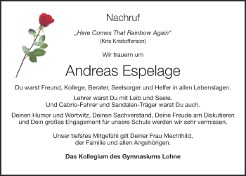 Anzeige von Andreas Espelage von OM-Medien