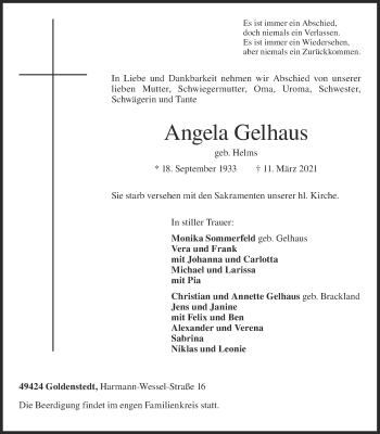 Anzeige von Angela Gelhaus von OM-Medien