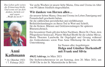 Anzeige von Anni Kathmann von OM-Medien