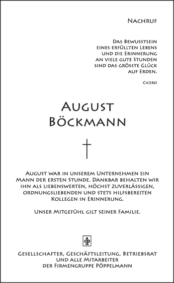Anzeige von August Böckmann von OM-Medien