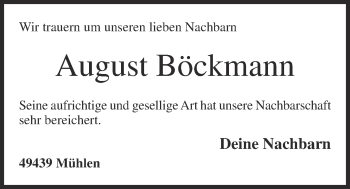 Anzeige von August Böckmann von OM-Medien