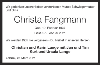 Anzeige von Christa Fangmann von OM-Medien