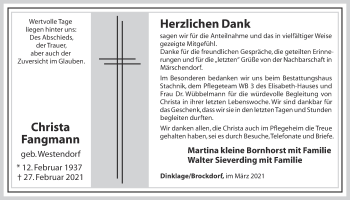 Anzeige von Christa Fangmann von OM-Medien
