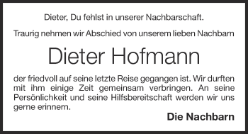 Anzeige von Dieter Hofmann von OM-Medien
