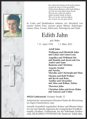 Anzeige von Edith Jahn von OM-Medien