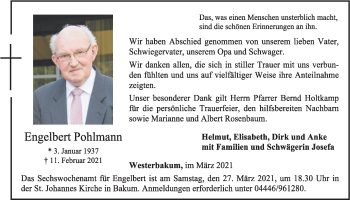 Anzeige von Engelbert Pohlmann von OM-Medien
