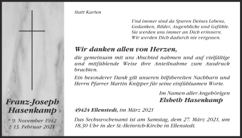 Anzeige von Franz-Joseph Hasenkamp von OM-Medien