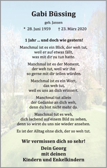Anzeige von Gabi Büssing von OM-Medien