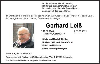 Anzeige von Gerhard Leiß von OM-Medien