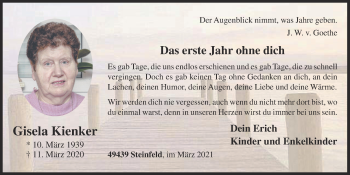 Anzeige von Gisela Kienker von OM-Medien