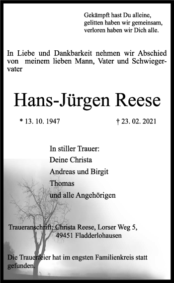 Anzeige von Hans-Jürgen Reese von OM-Medien