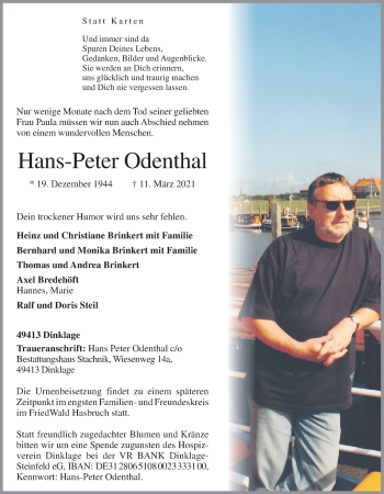 Anzeige von Hans-Peter Odenthal von OM-Medien