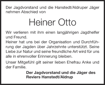 Anzeige von Heiner Otto von OM-Medien