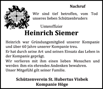 Anzeige von Heinrich Siemer von OM-Medien