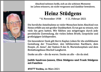 Anzeige von Heinz Stüdgens von OM-Medien