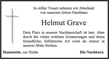 Anzeige von Helmut Grave von OM-Medien