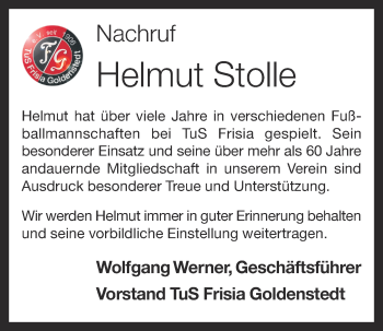 Anzeige von Helmut Stolle von OM-Medien